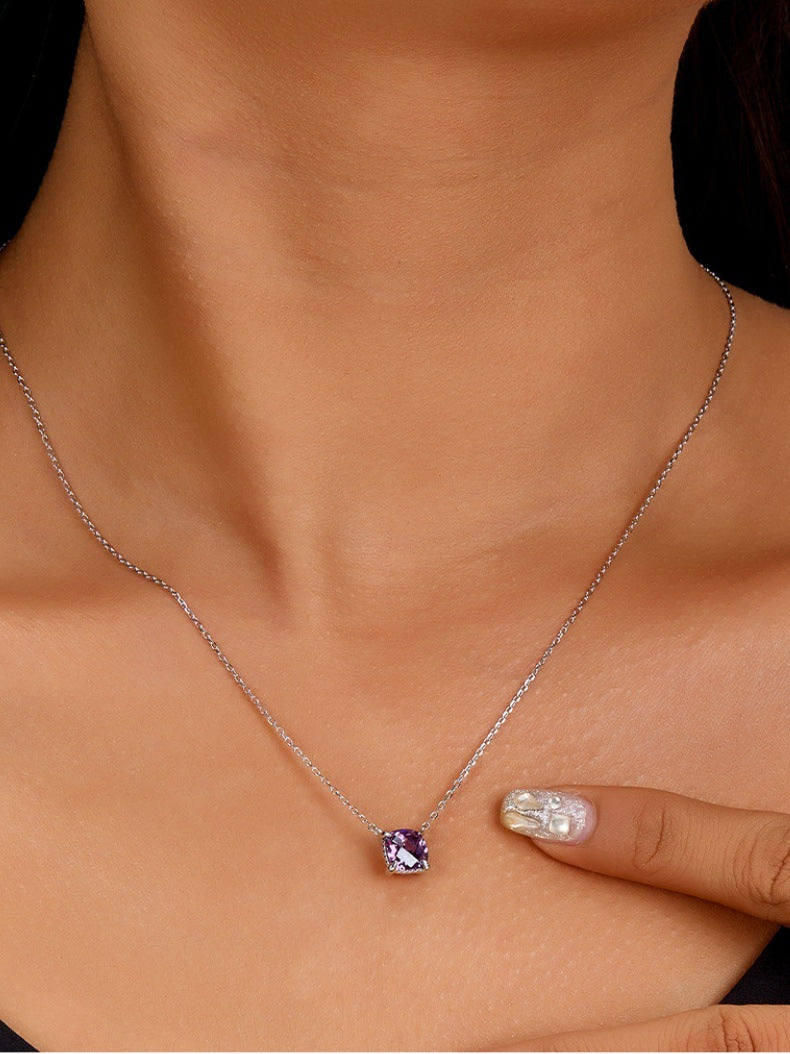 S925 Multicolor Zircon Set | Square Earrings, Ring & Necklace