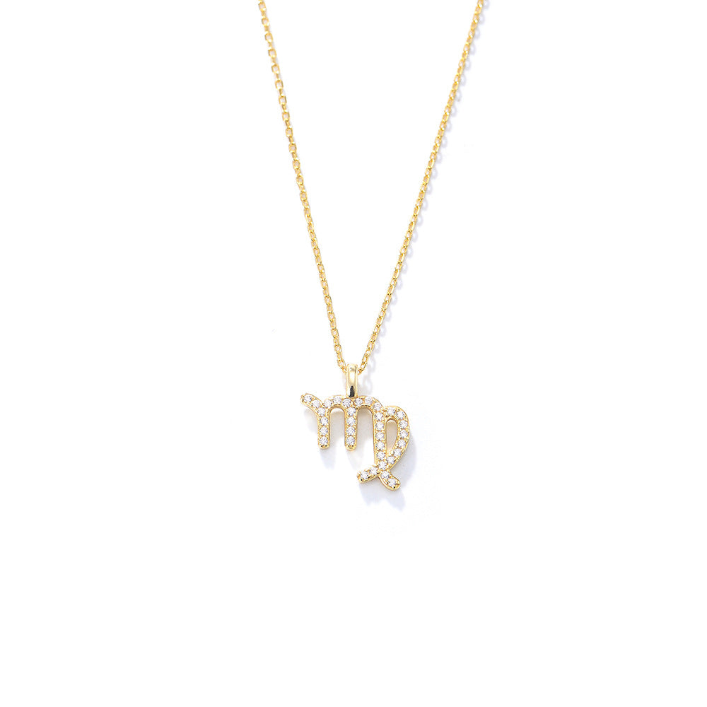 925 Sterling Silver Twelve Zodiac Diamond Pendant Necklace, Fashionable Viral Wish Amazon Hot Selling Jewelry