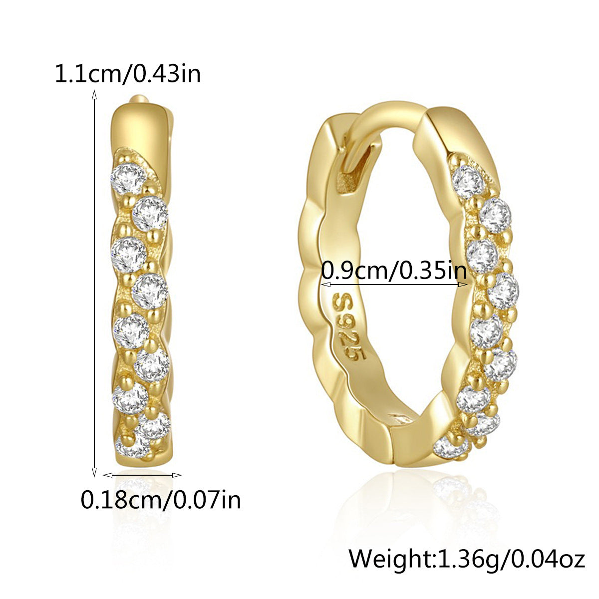 Diamond Hoop Earrings - S925 Silver Geometric Niche Ear Jewelry