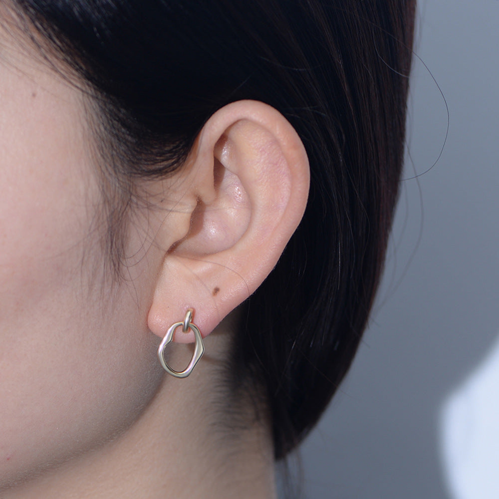 925 Sterling Silver Irregular Geometric Hoop Earrings, Minimalist Vintage Hollow-Out Jewelry