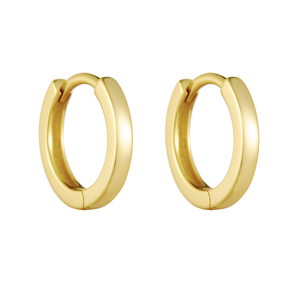 925 Sterling Silver Minimalist Chunky Hoop Earrings, High-Polished Versatile Huggie Jewelry