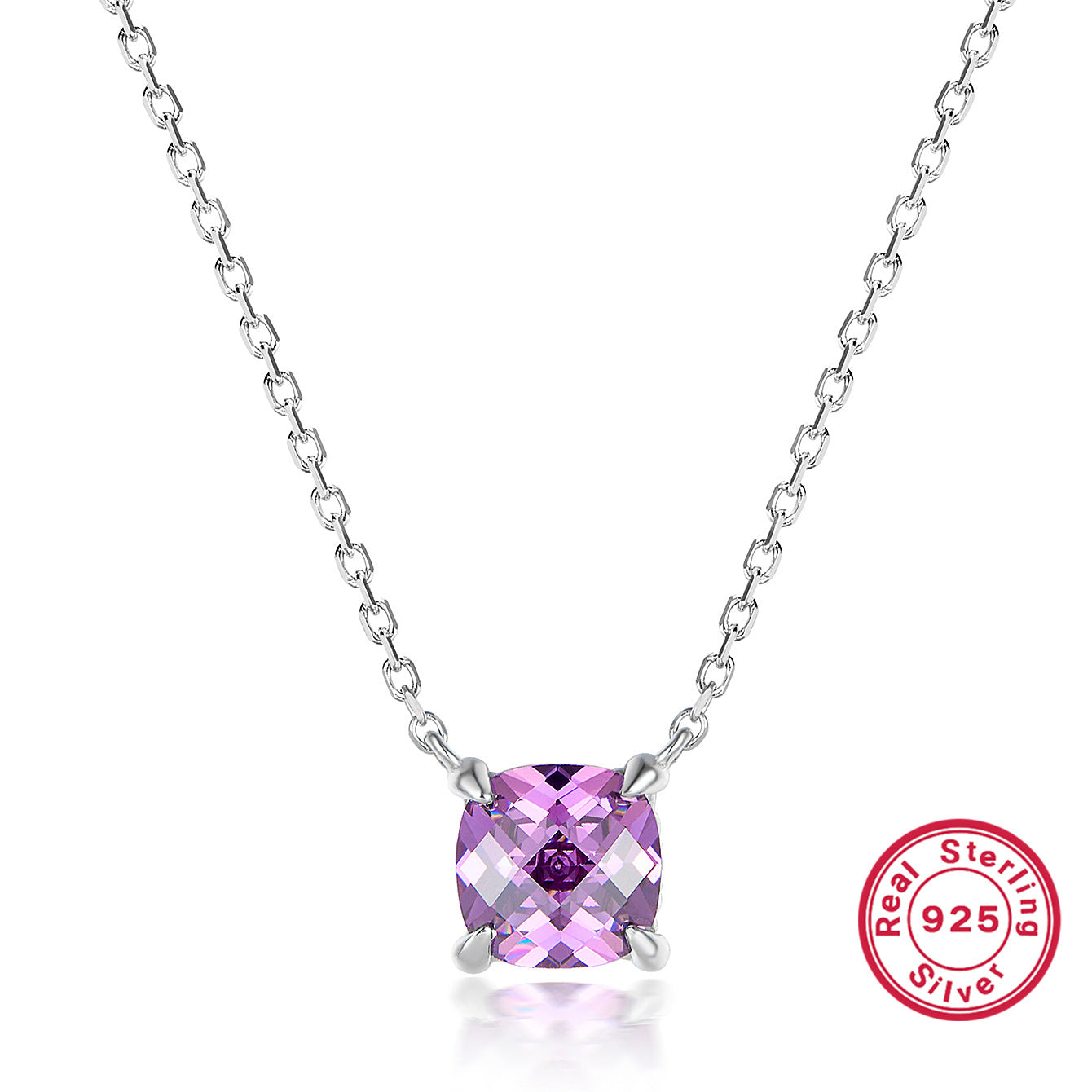 S925 Multicolor Zircon Set | Square Earrings, Ring & Necklace