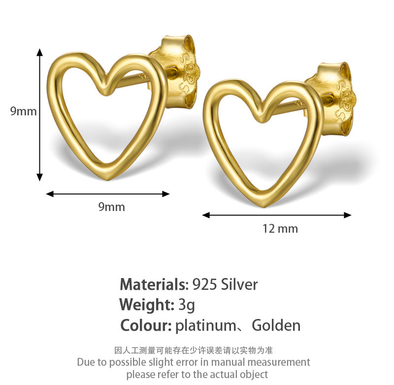 Hollow Heart Earrings - S925 Silver Korean Style Trending Jewelry
