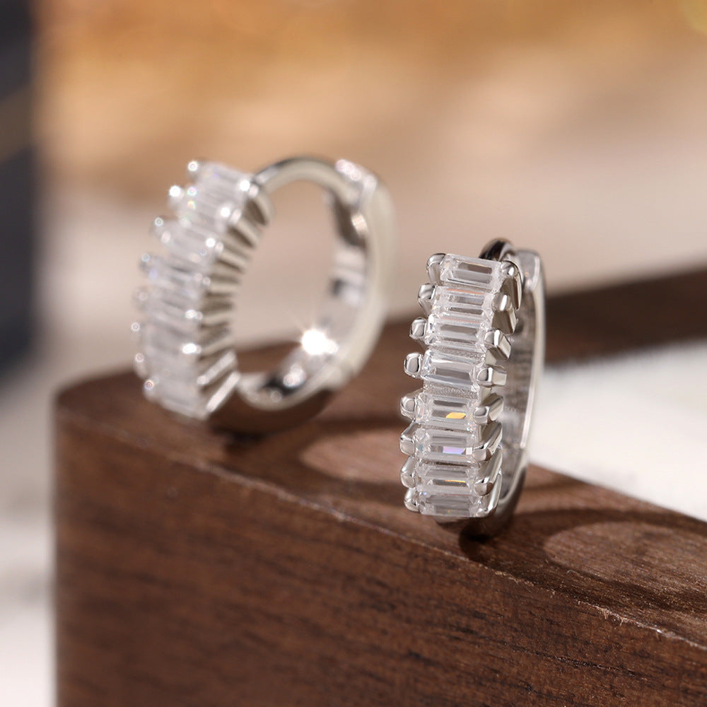 Color Zircon Hoop Earrings - 925 Silver Dopamine Niche Jewelry
