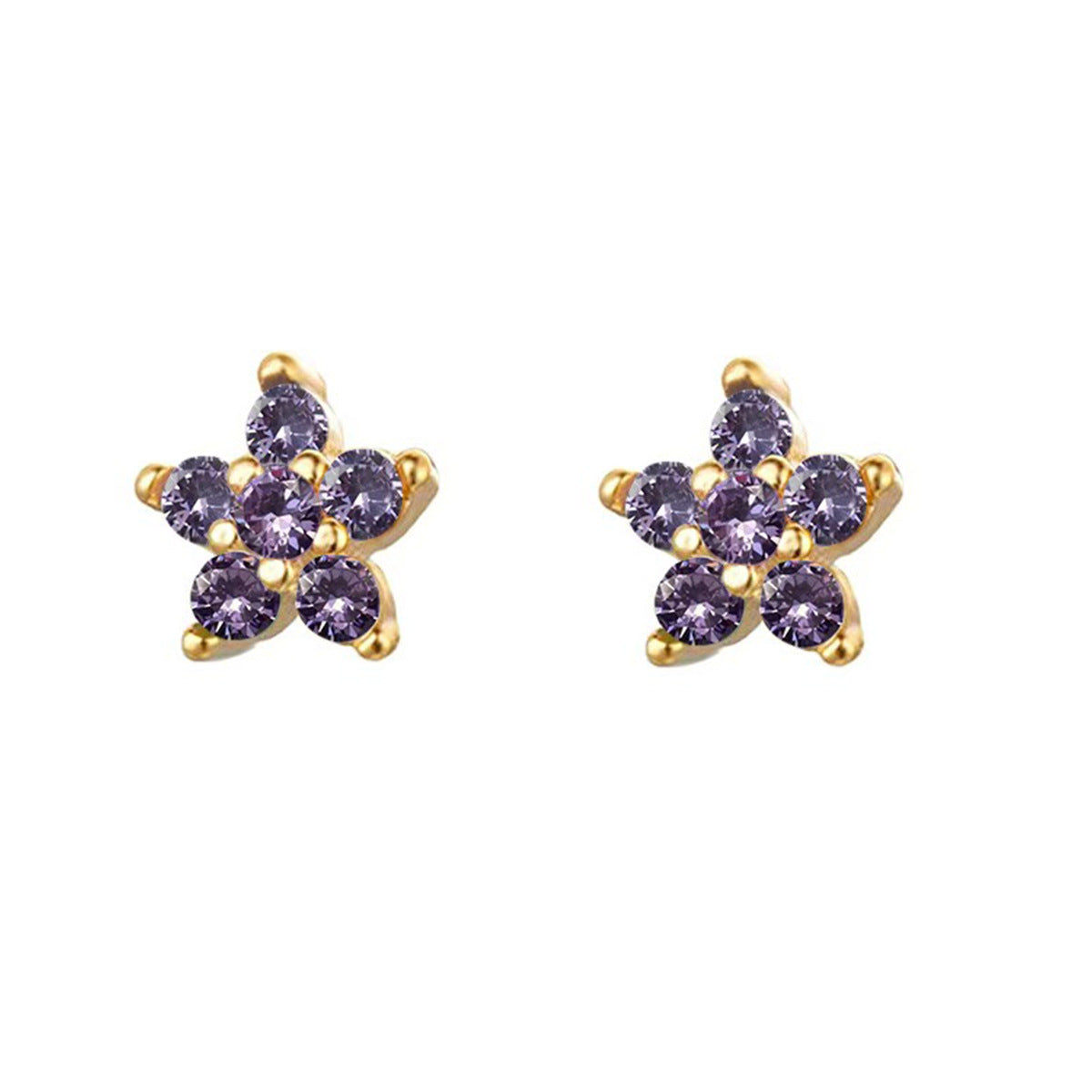 Plum Blossom Earrings - S925 Silver Sweet Diamond Petal Studs