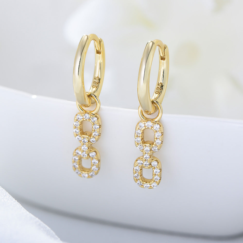 S925 Silver Minimalist Earring Combination - Sparkling Zirconia Set for Women