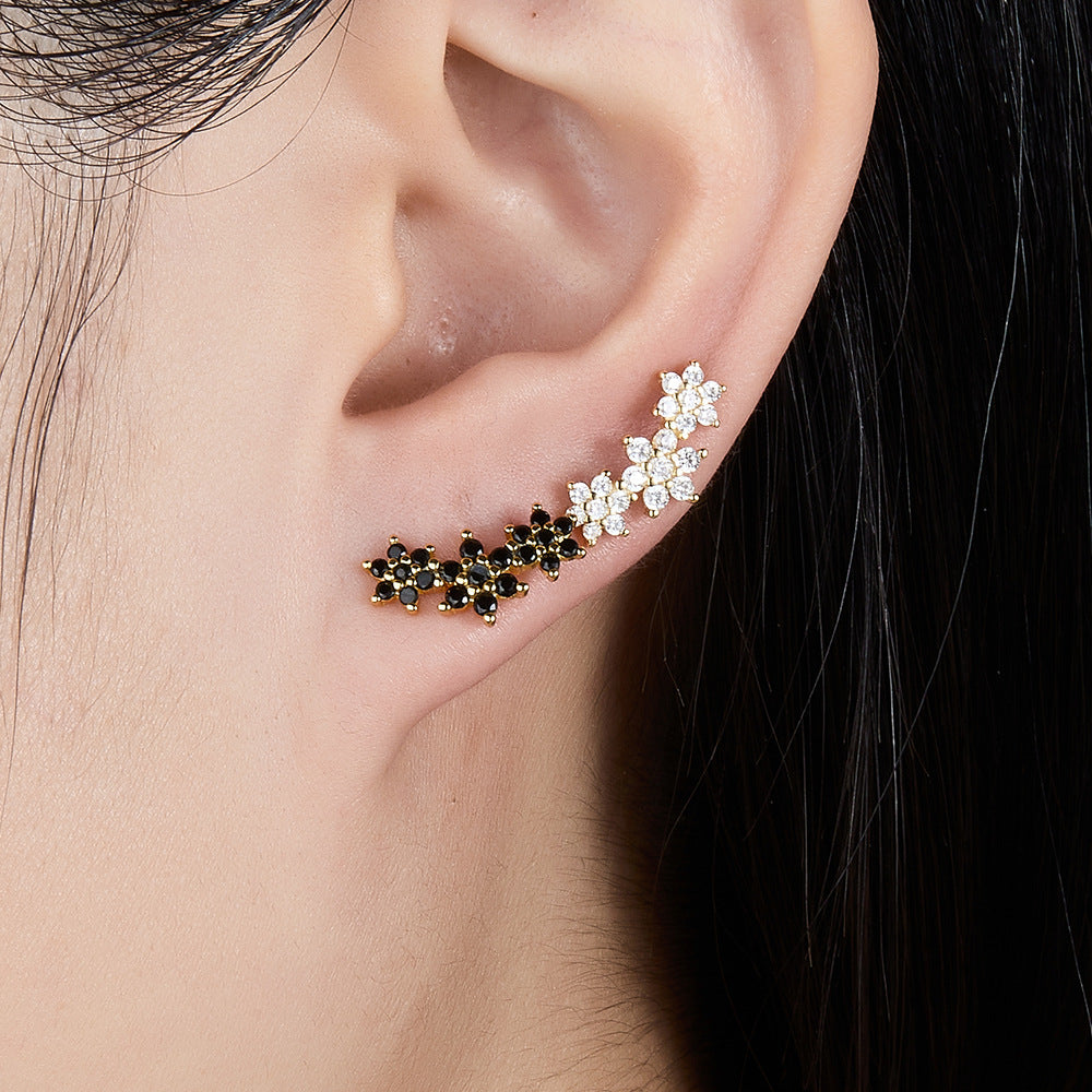 INS Style Floral Stud Earrings | S925 Sterling Silver with Zircon Inlay