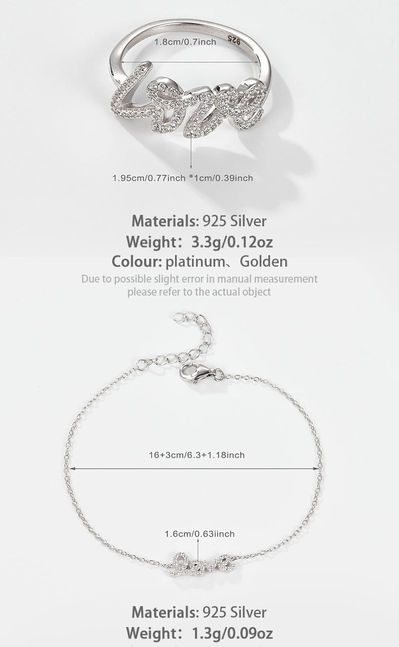LOVE 925 Silver Necklace | Light Luxury Crystal Chain, Valentine's Gift