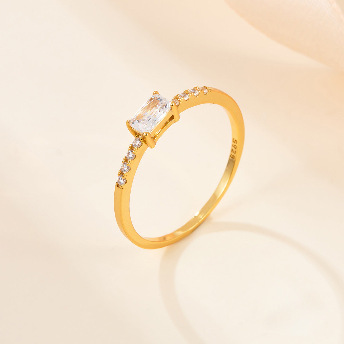 Colored Zircon Gold-Tone Ring - S925 Sterling Silver Minimalist Light Luxury Wholesale