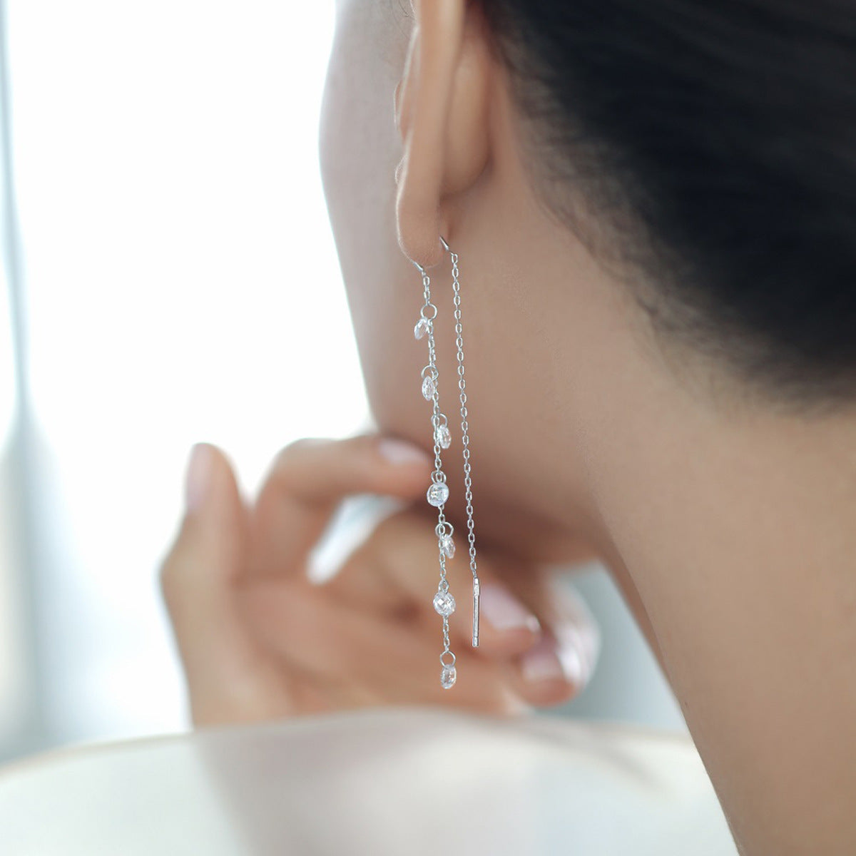 Teardrop Zircon Necklace - 925 Silver Minimalist Niche Choker Wholesale