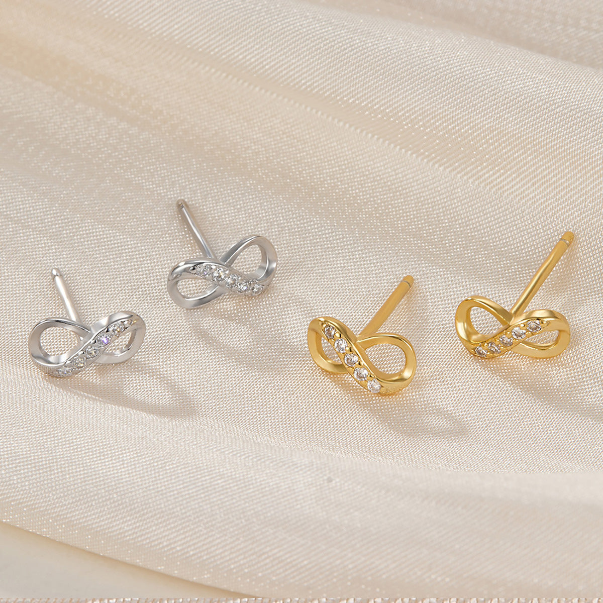 Infinity Zircon Studs - 925 Silver Minimalist Light Luxury Wholesale