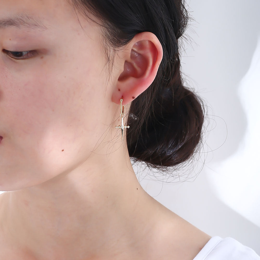 925 Sterling Silver Cross Huggie Hoop Earrings for Women