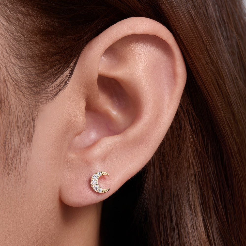 925 Sterling Silver Geometric Opal Labret Stud, Threaded Cartilage Piercing High-End Trendy Jewelry