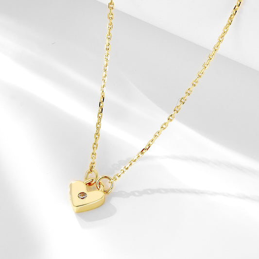 Sterling Silver Dainty Heart-Cut Zirconia Necklace for Women, Light Luxury Aesthetic