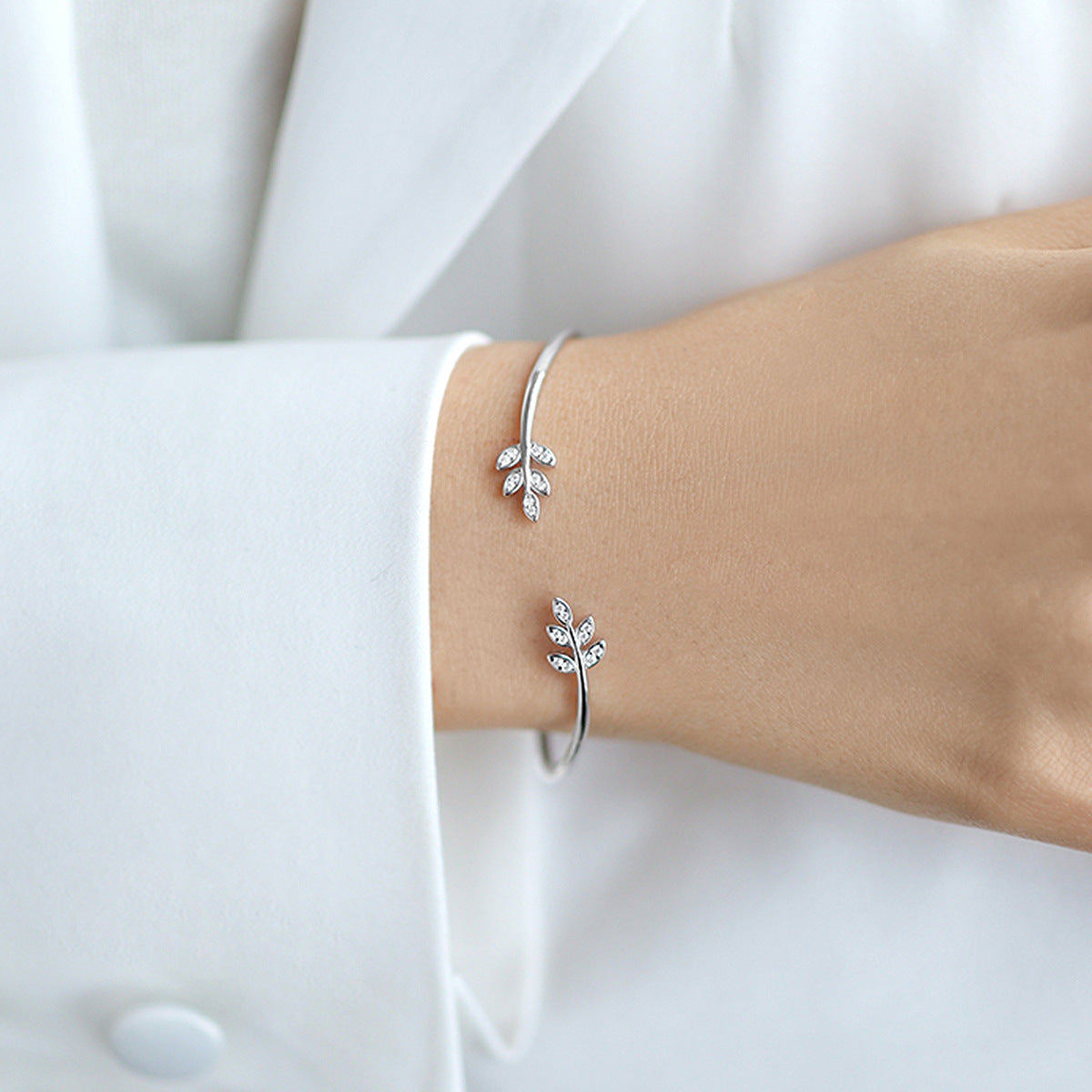 Leaf Diamond Bracelet - 925 Sterling Silver Light Luxury Trending