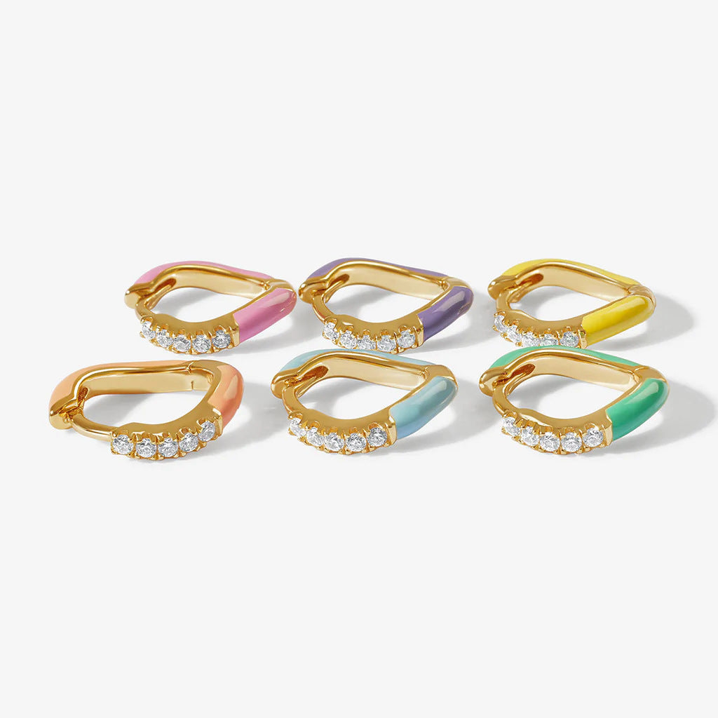 Single Color Drip Hoop - S925 Silver Dopamine Asymmetric Niche