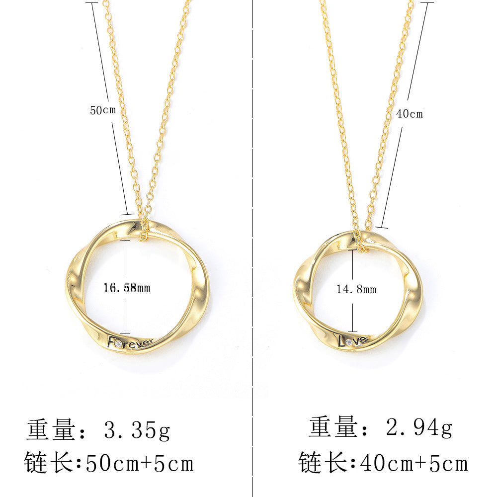 925 Sterling Silver Mobius Loop Couple Necklace, Infinite Love Pendant Jewelry