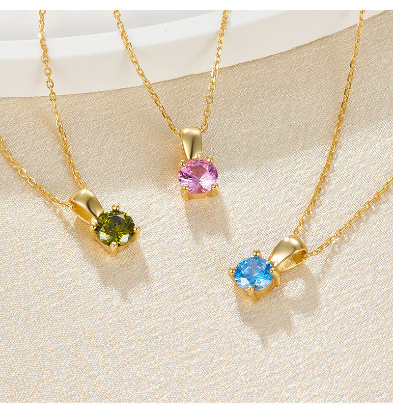 December Birthstone Necklace - 925 Sterling Silver Minimalist Zircon Jewelry