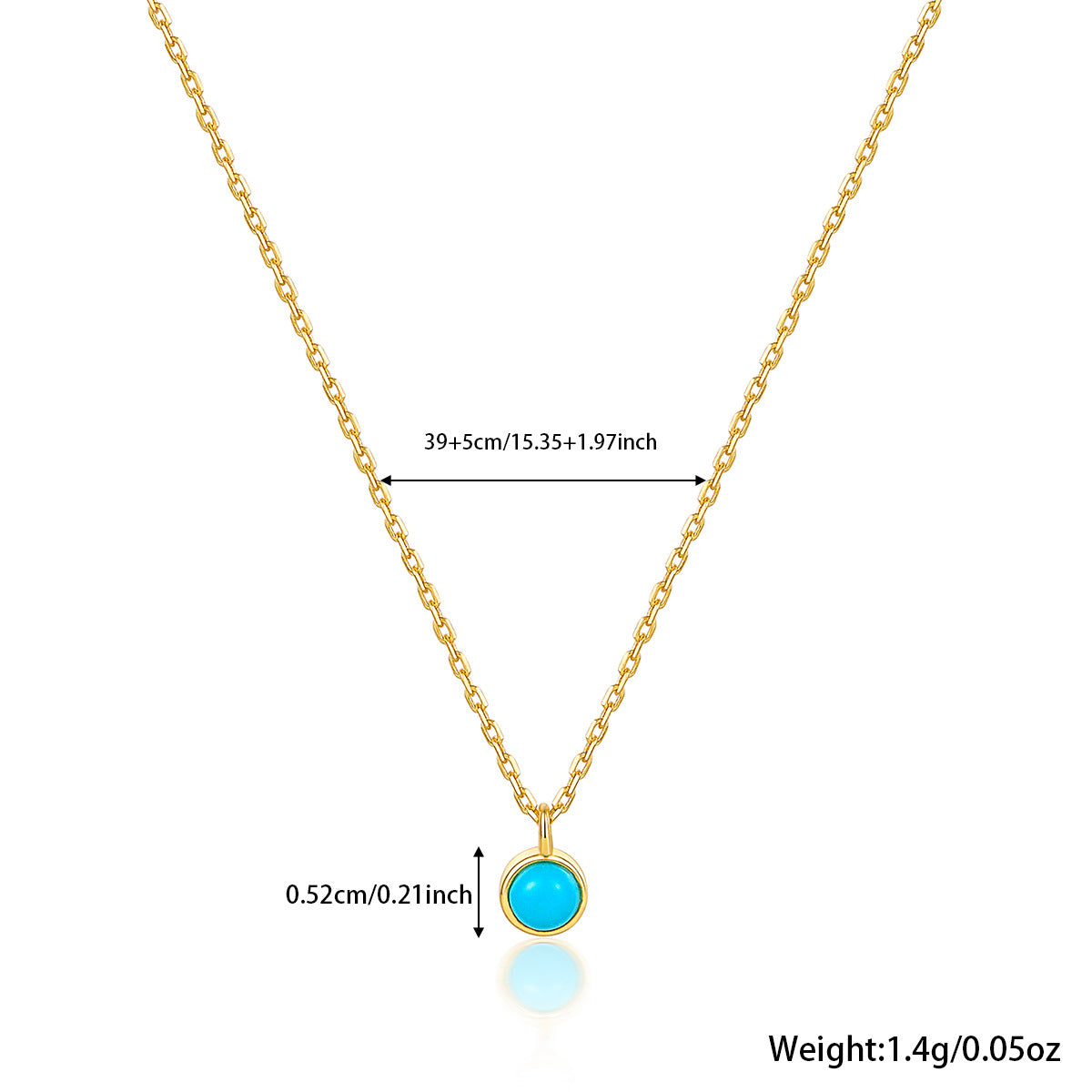 Turquoise Necklace - 925 Sterling Silver Retro Niche Collarbone Chain