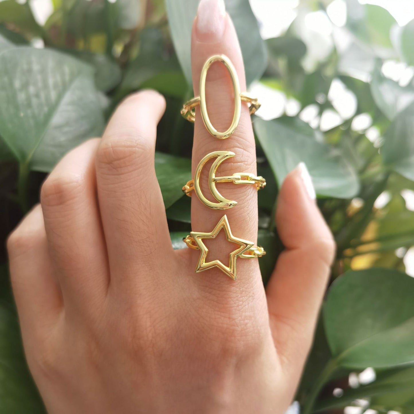 Star Moon Geometric Ring - 925 Silver Minimalist Wholesale Jewelry