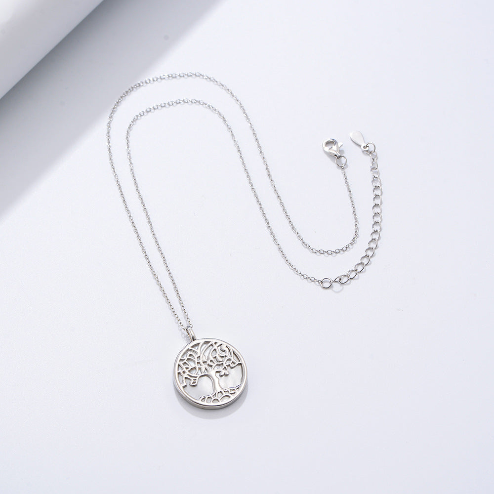 Sterling Silver Elegant Tree of Life Shell Pendant for Women, High-End Versatile Accessory