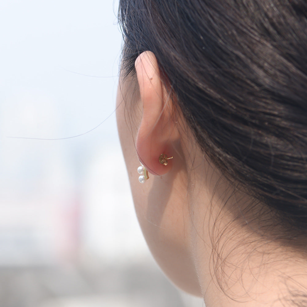 925 Sterling Silver Minimalist Pearl Stud Earrings, Elegant Classic Jewelry