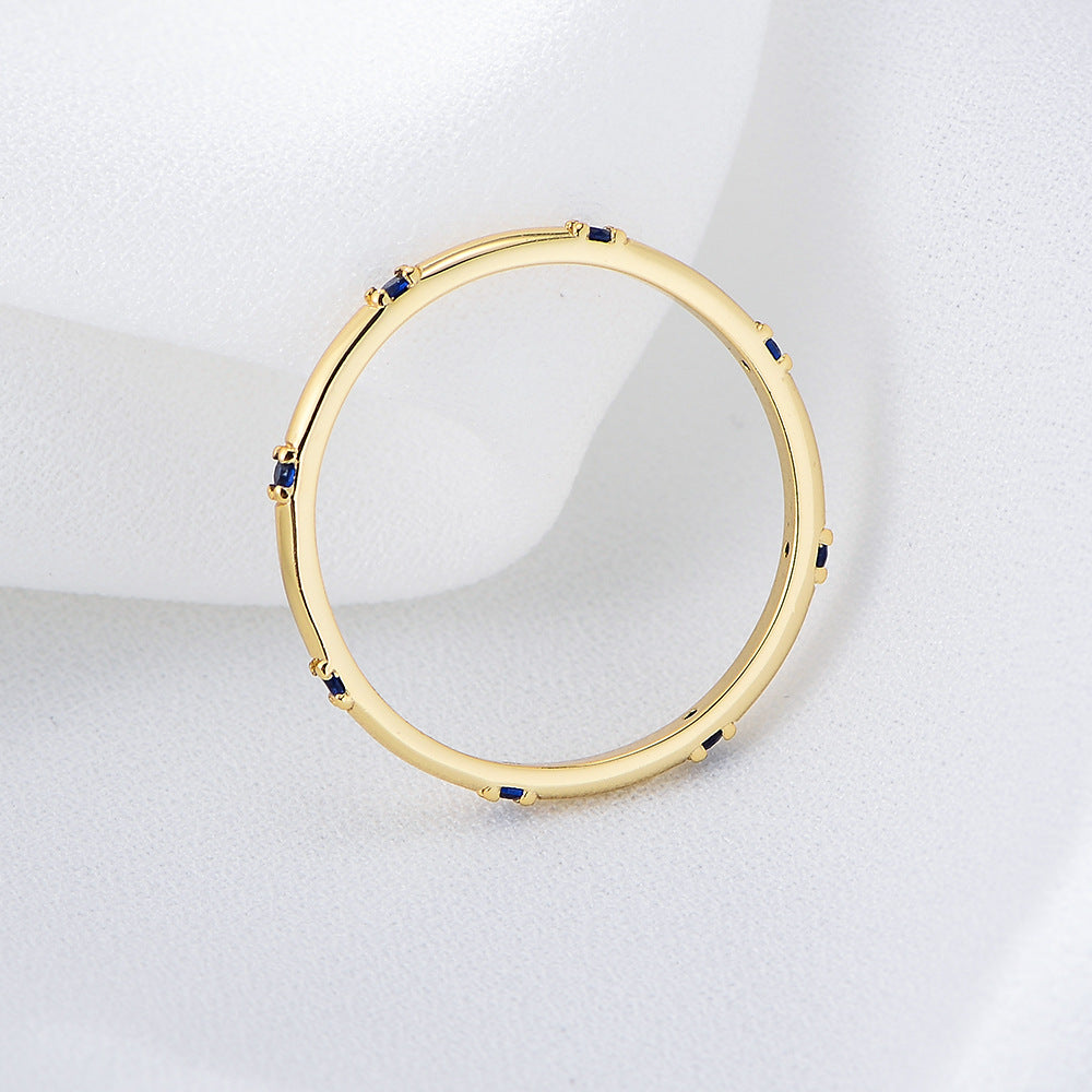 925 Sterling Silver Zirconia Band Ring, Minimalist Sparkling Jewelry