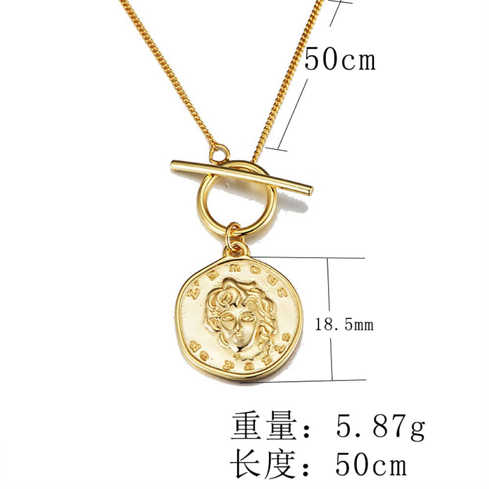 925 Sterling Silver Coin Necklace, Vintage Relief Medallion Pendant