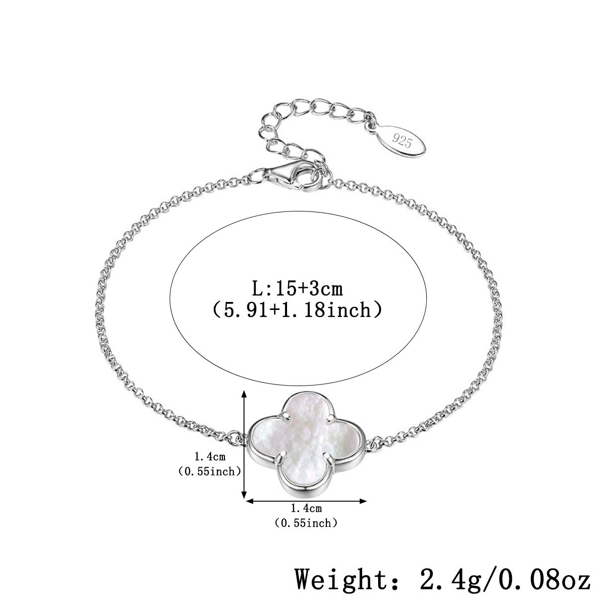 Four-Leaf Clover Jewelry Set - S925 Silver Mother of Pearl Gift for Women