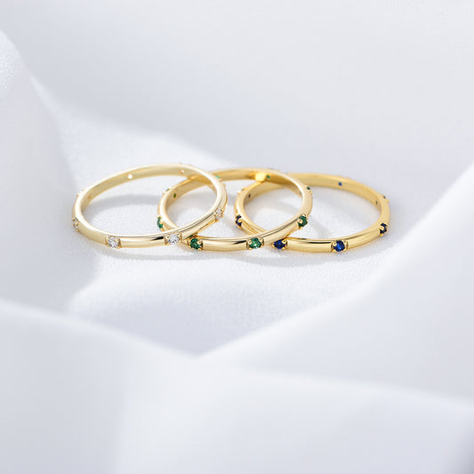 925 Sterling Silver Zirconia Band Ring, Minimalist Sparkling Jewelry