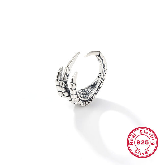 Dragon Claw Adjustable Ring - 925 Silver Halloween Niche Retro