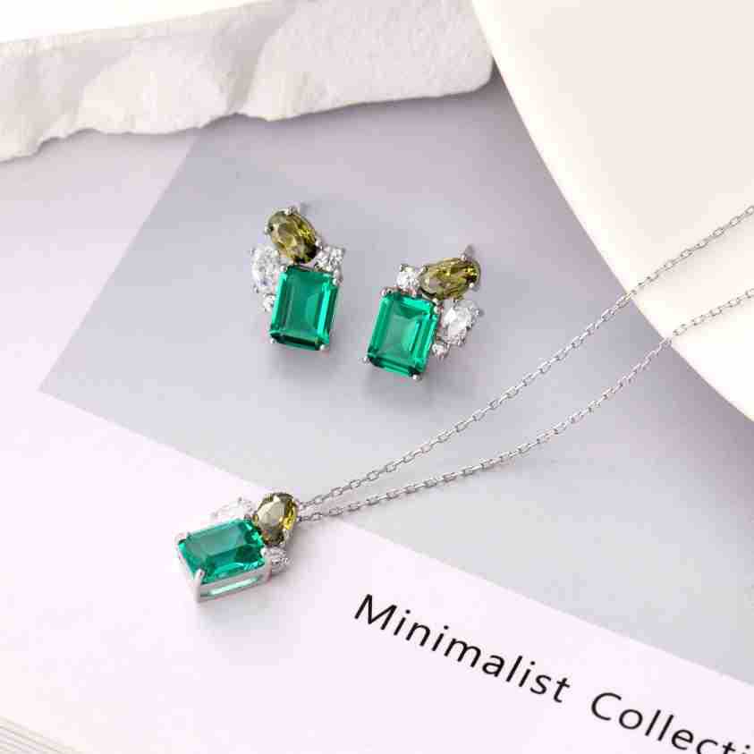 Emerald Jewelry Set - S925 Silver Mother‘s Day Minimalist Gift