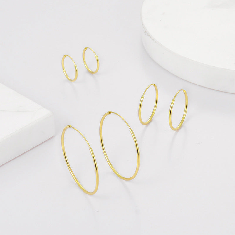 Polished Circle Earrings - 925 Silver Hoop Ear Cuffs Trending