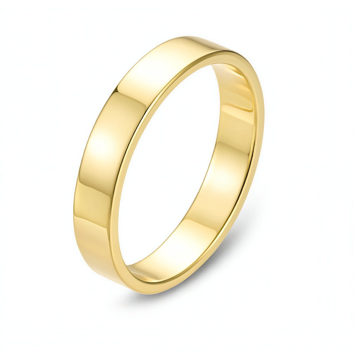 925 Sterling Silver Minimalist Wide Band Ring, High-Polished Gold Plated Plain Hoop Jewelry