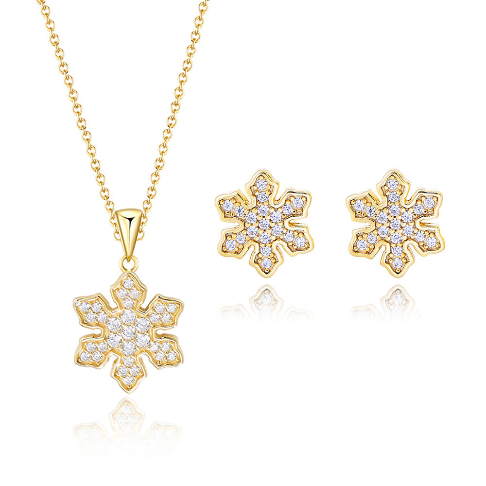 925 Sterling Silver Snowflake Pendant Necklace, Micro-Pave Zirconia Jewelry