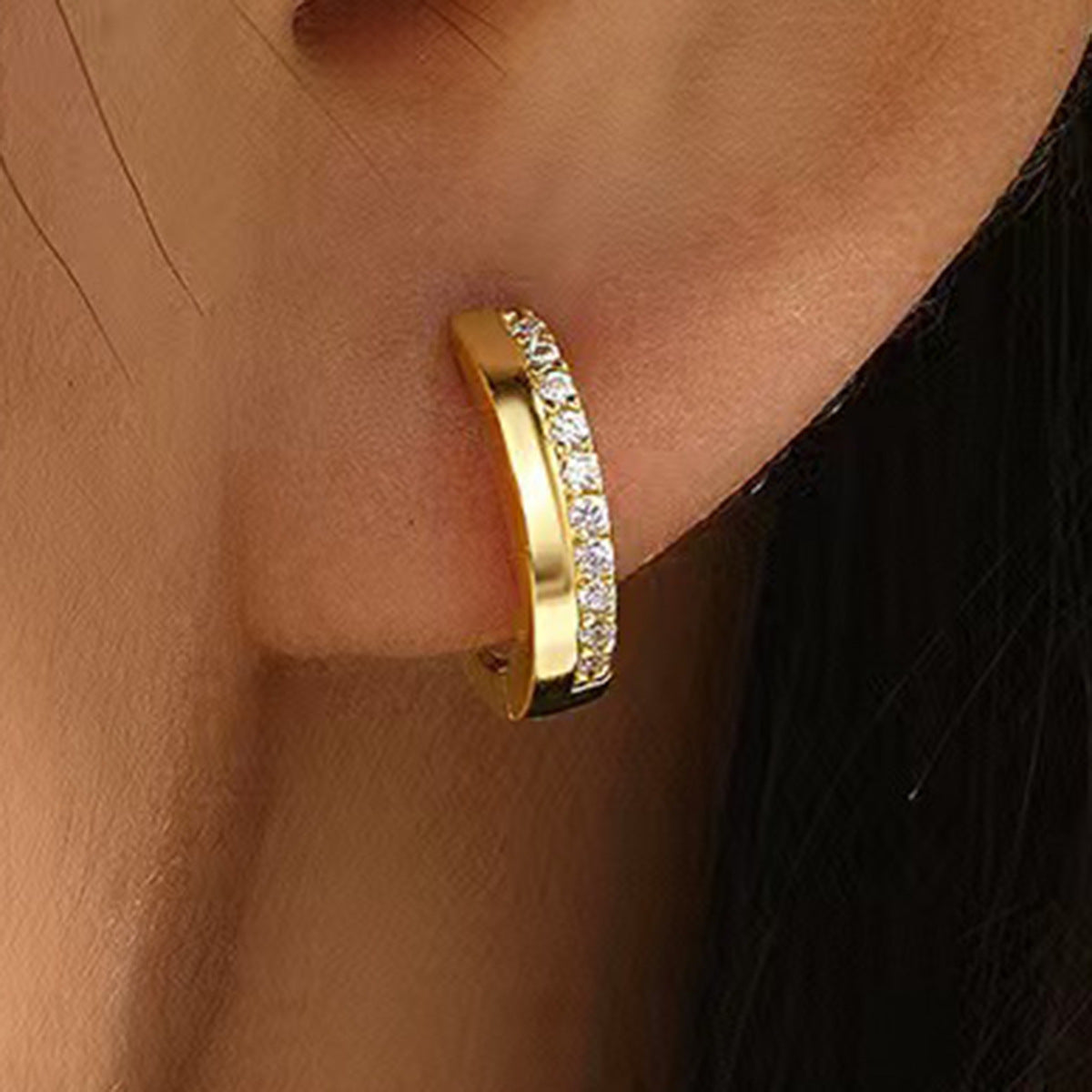 Diamond Hoop Earrings - S925 Silver Geometric Niche Ear Jewelry