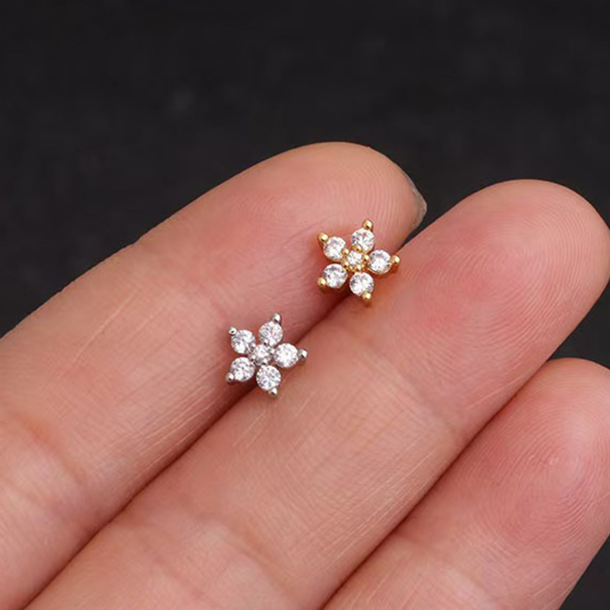 Plum Blossom Earrings - S925 Silver Sweet Diamond Petal Studs