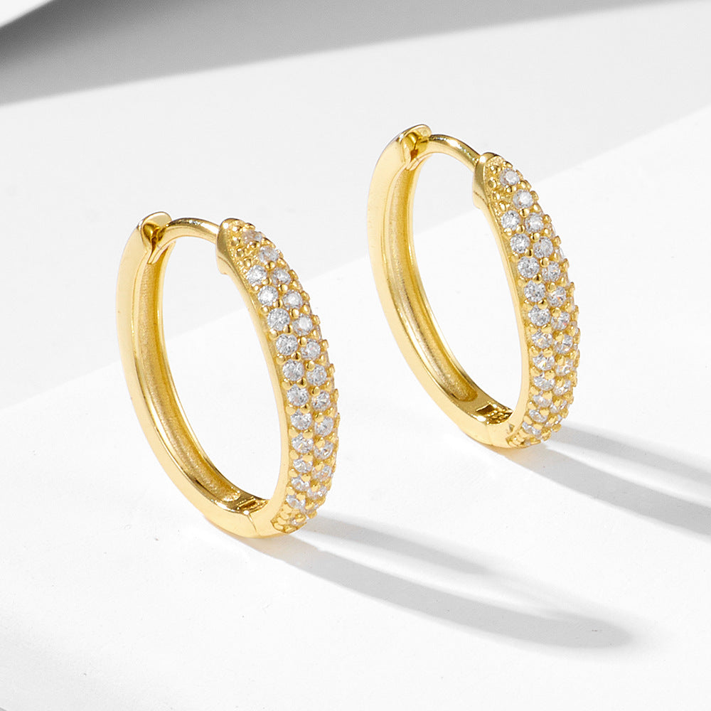 925 Sterling Silver Micro-Pave Zirconia Hoop Earrings, Minimalist Jewelry