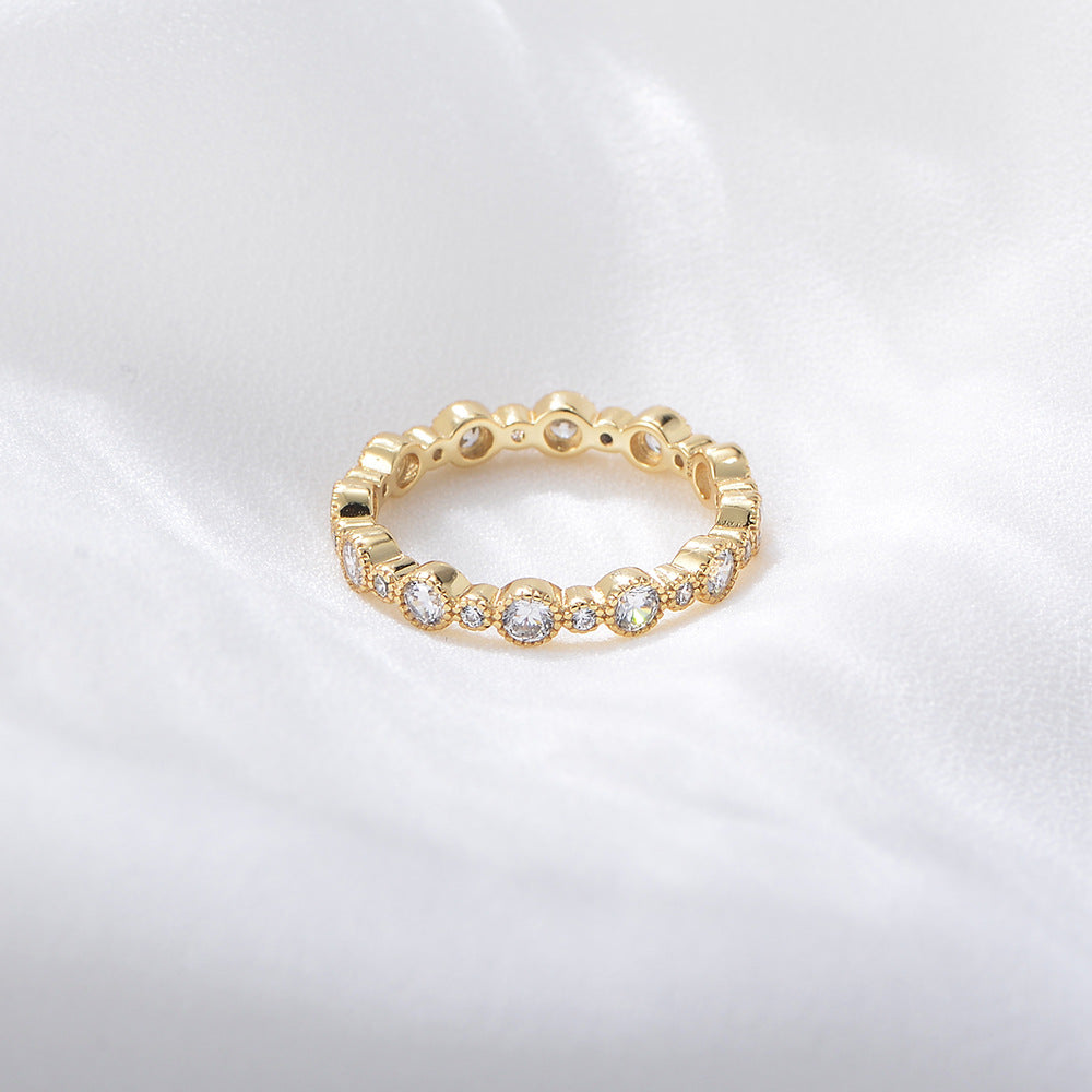S925 Silver Iced Out Round Ring - Sparkling Pave Zirconia Band