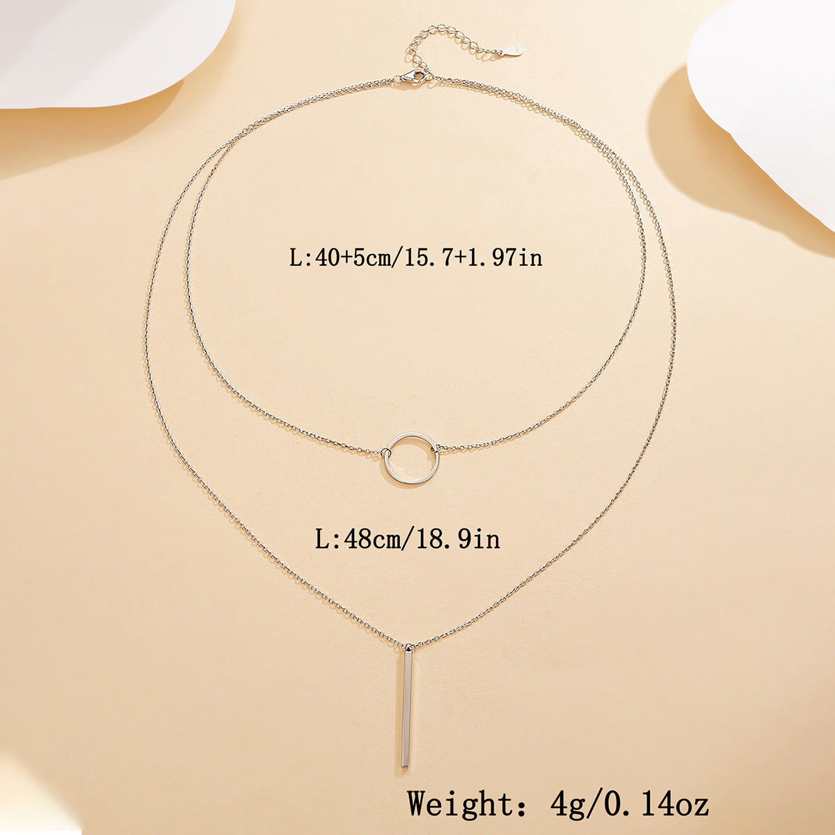 Double Layer Circle Necklace - 925 Silver Minimalist Best Friend Gift