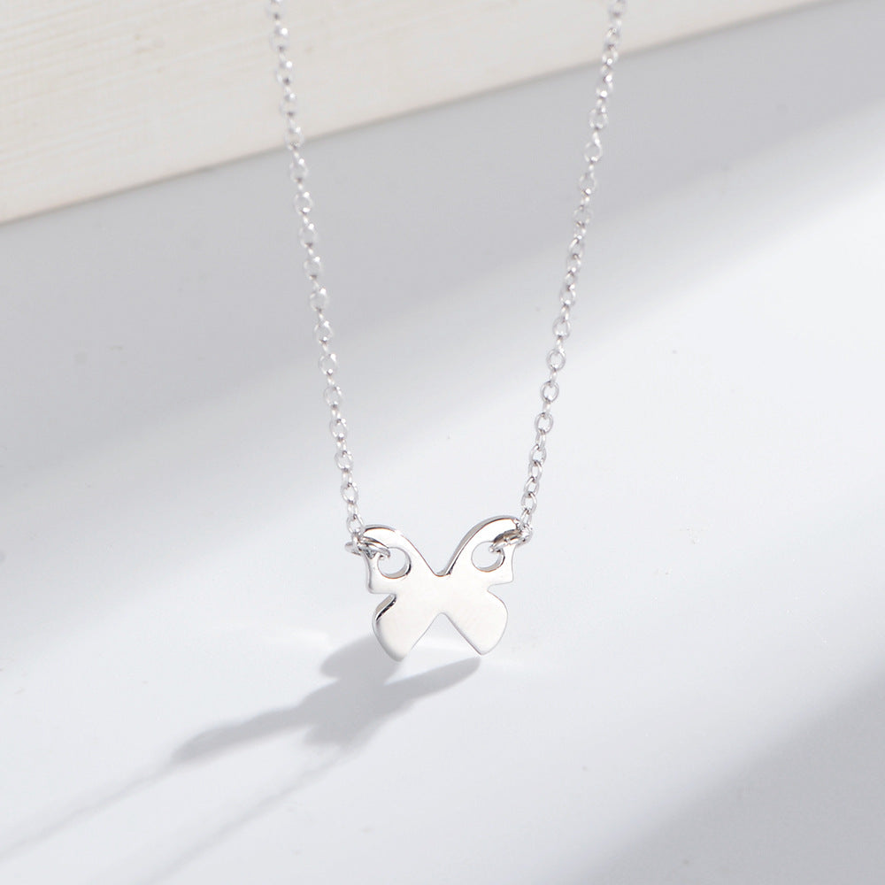 925 Sterling Silver Gold-Plated Butterfly Pendant Necklace, Minimalist Jewelry