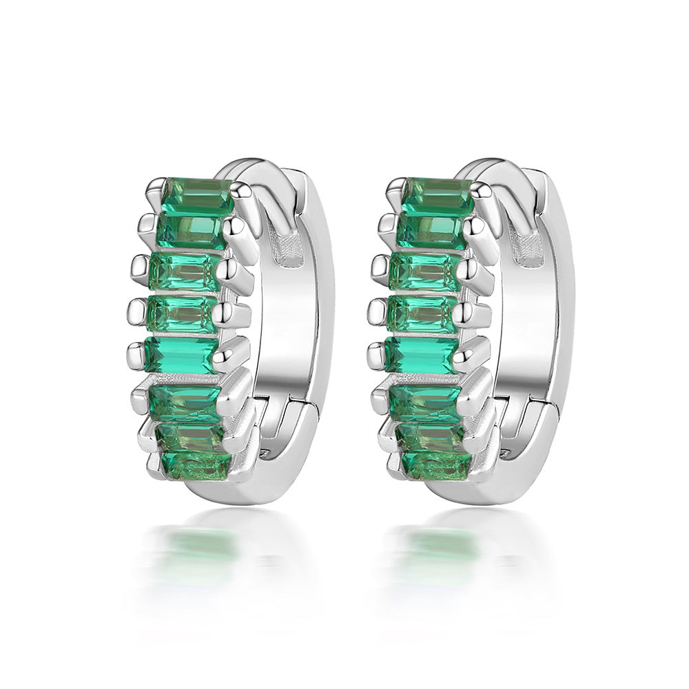 Color Zircon Hoop Earrings - 925 Silver Dopamine Niche Jewelry