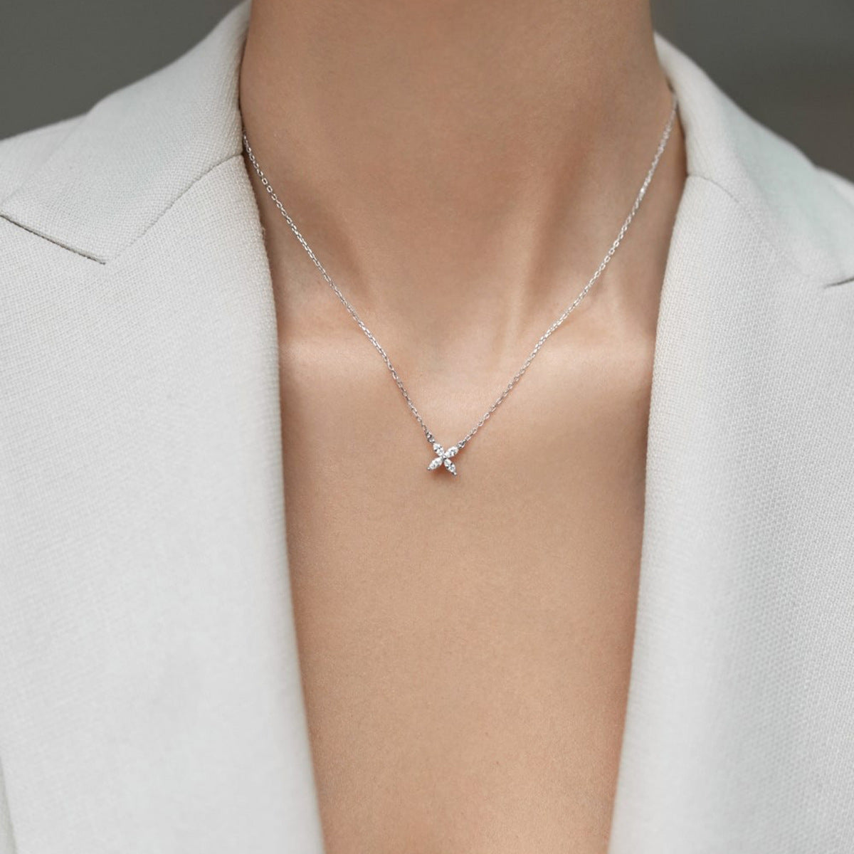 Butterfly Jewelry Set - 925 Silver Flower Pendant Necklace Bracelet