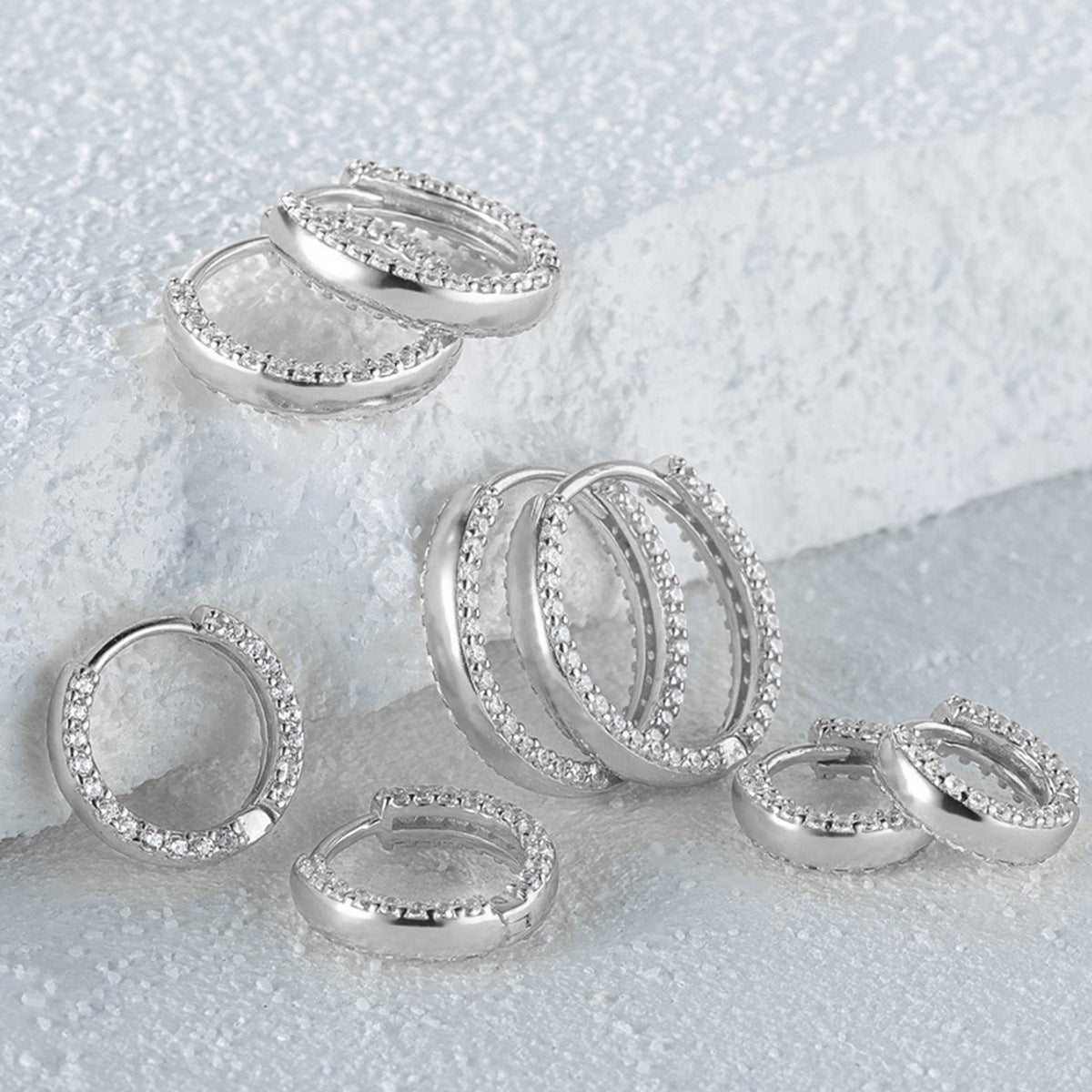 Zircon Hoop Ear Cuffs - S925 Silver Minimalist Niche Everyday