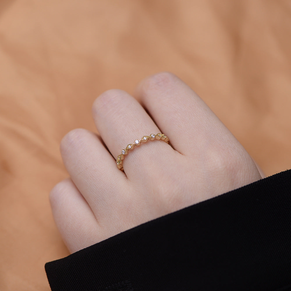 925 Sterling Silver Geometric Rhombus Diamond Ring, Minimalist Stackable Band Jewelry