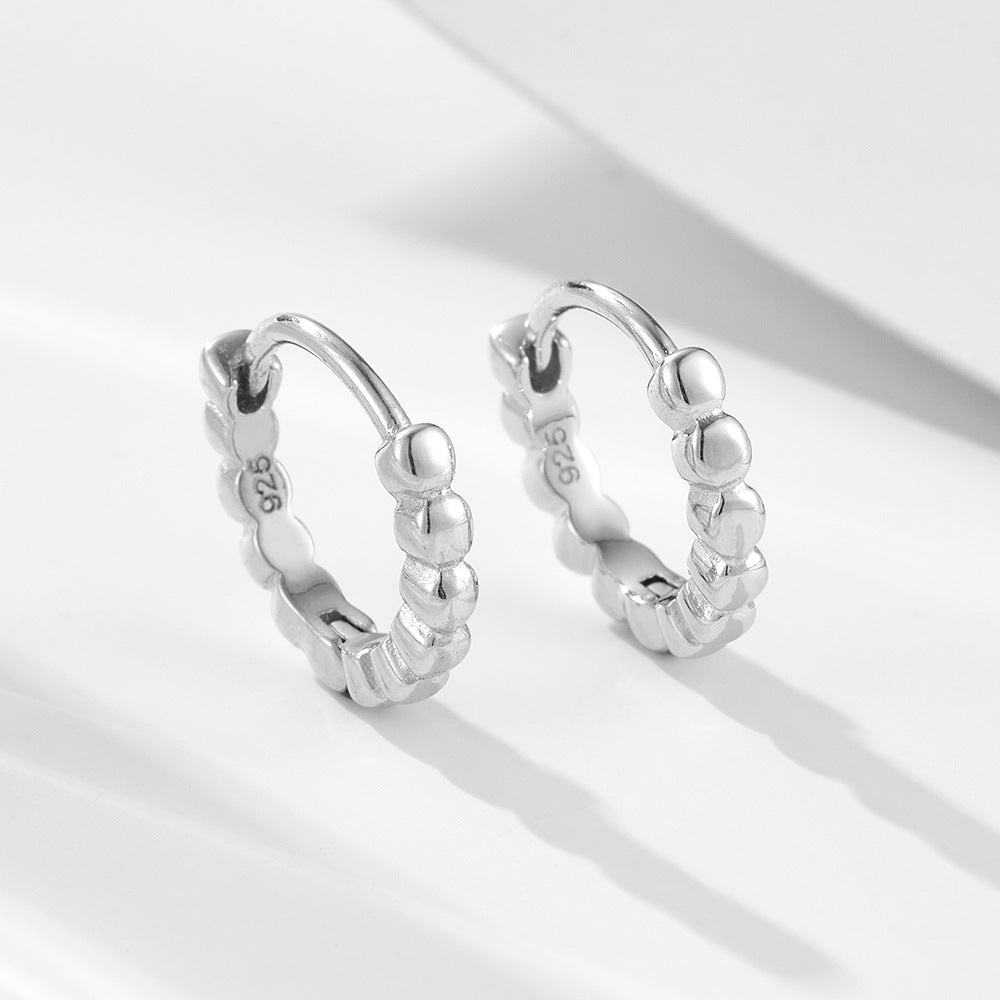 S925 Silver Retro Geometric Circle Hoops - High-End Aesthetic Huggie Earrings