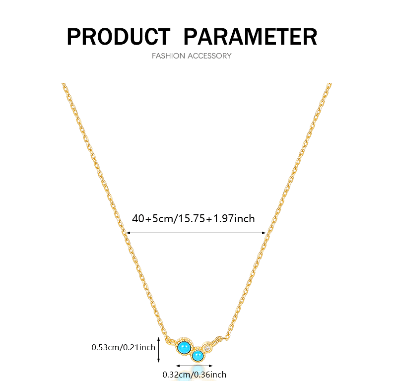 Turquoise Necklace - 925 Sterling Silver Retro Niche Collarbone Chain