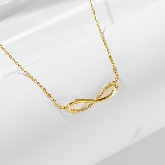 Sterling Silver Sparkling Mobius Ribbon Pendant for Women, Sleek Aesthetic Accessories