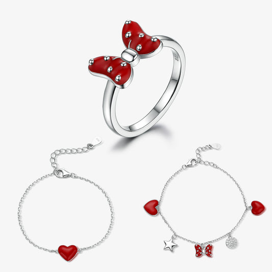 Heart Bow Jewelry Set - 925 Silver Sweet Minimalist Trending