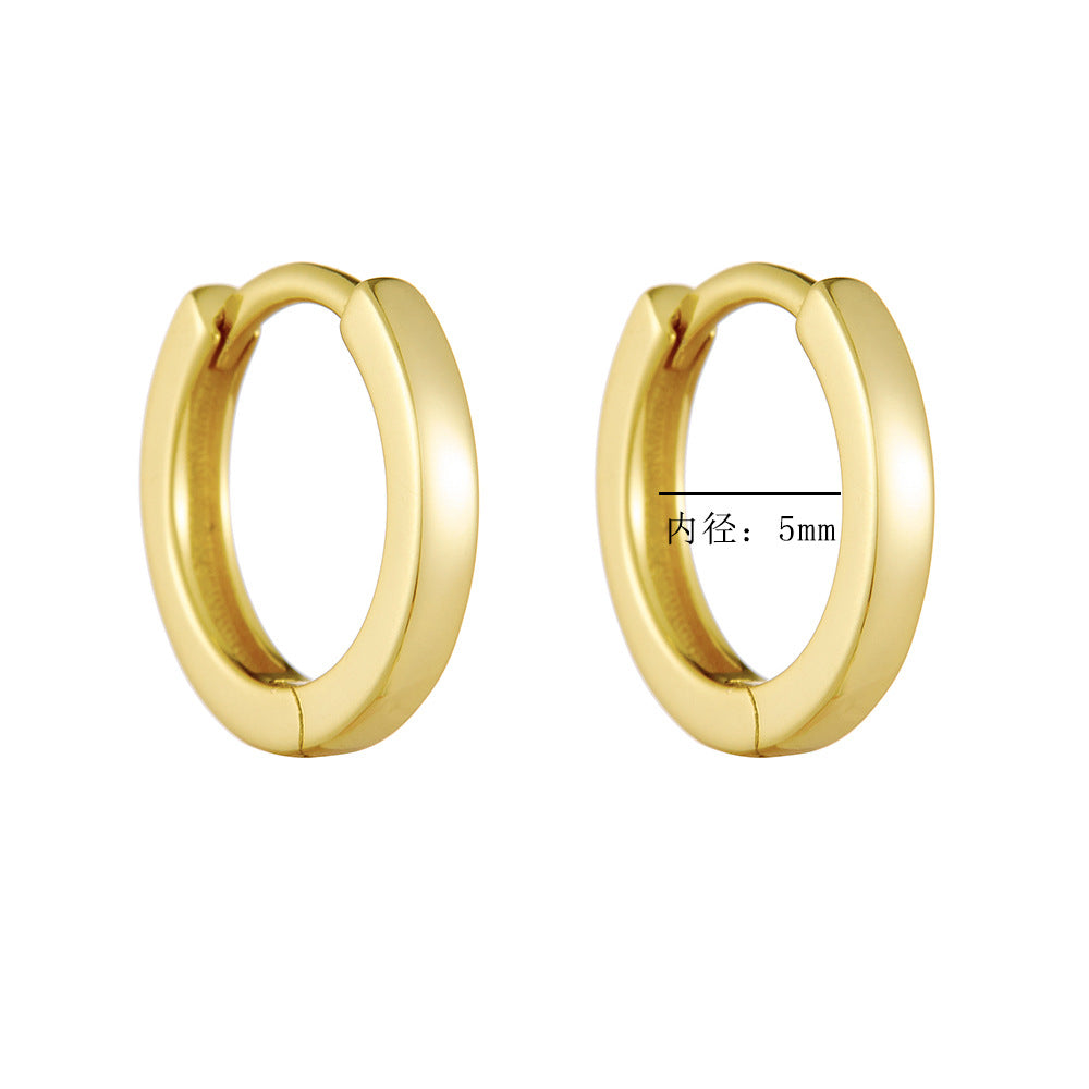 925 Sterling Silver Minimalist Chunky Hoop Earrings, High-Polished Versatile Huggie Jewelry